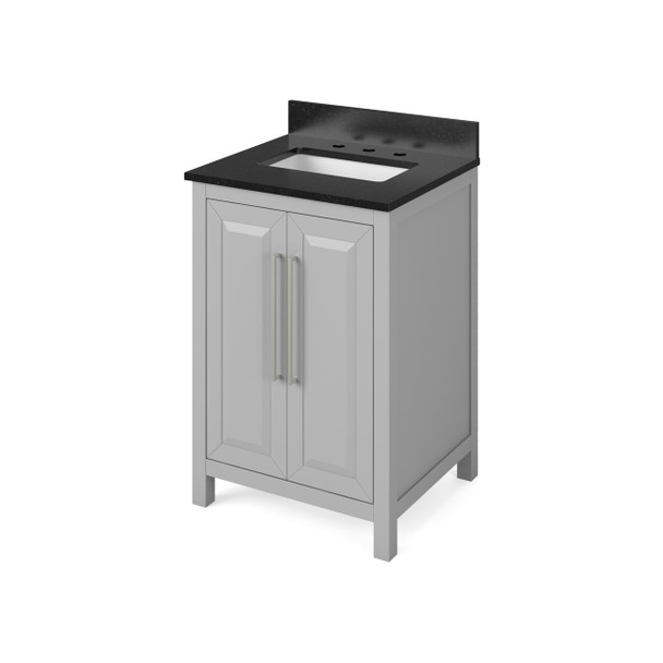 24" Grey Cade Vanity, Black Granite Vanity Top, Undermount Rectangle Bowl