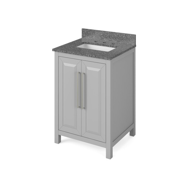 24" Grey Cade Vanity, Boulder Cultured Marble Vanity Top, Undermount Rectangle Bowl