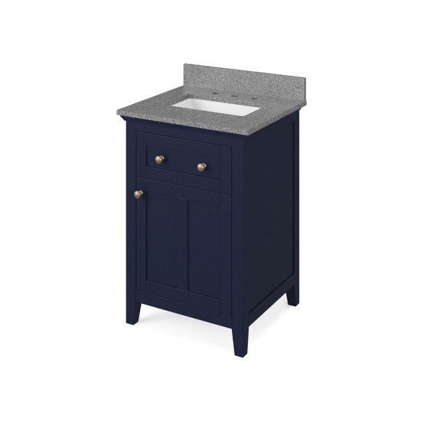 24" Hale Blue Chatham Vanity, Steel Grey Cultured Marble Vanity Top, Undermount Rectangle Bowl