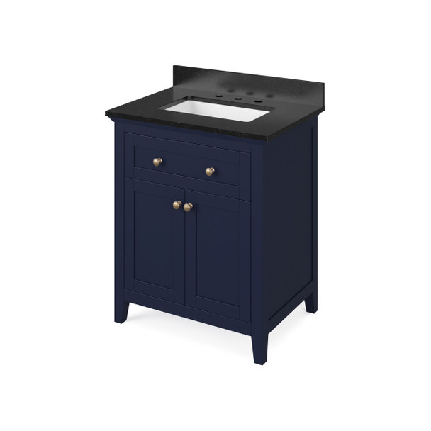 30" Hale Blue Chatham Vanity, Black Granite Vanity Top, Undermount Rectangle Bowl