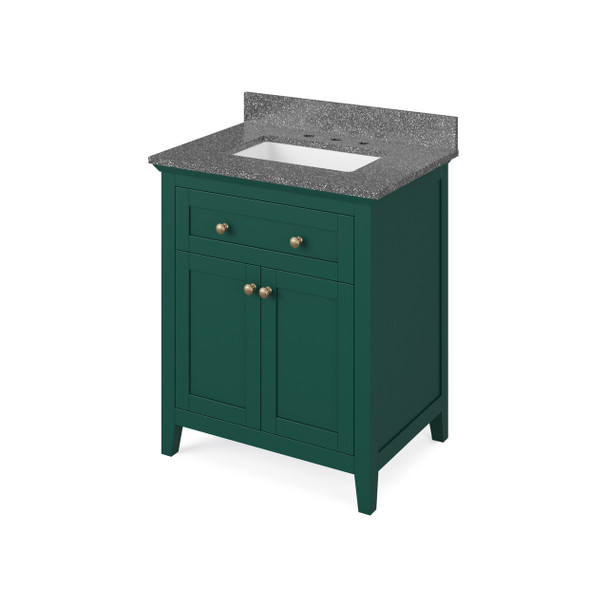 30" Forest Green Chatham Vanity, Boulder Cultured Marble Vanity Top, Undermount Rectangle Bowl