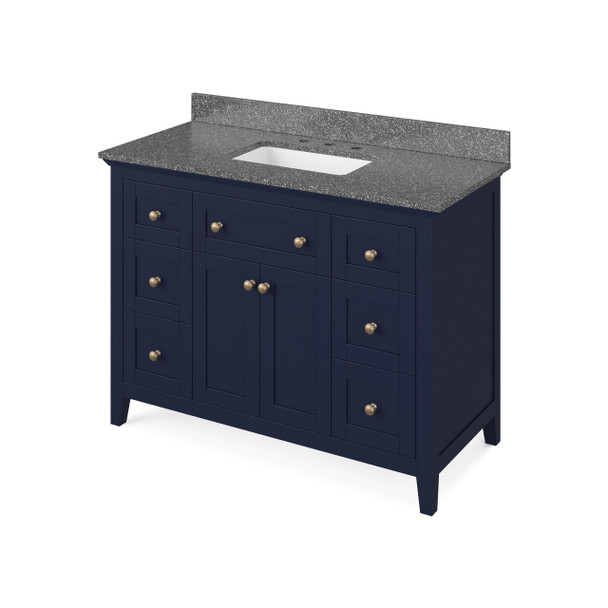 48" Hale Blue Chatham Vanity, Boulder Cultured Marble Vanity Top, Undermount Rectangle Bowl