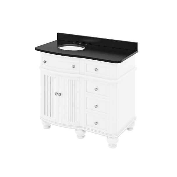 48" White Compton Vanity, Compton-only Black Granite Vanity Top, Undermount Oval Bowl