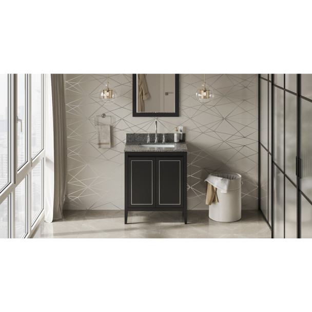 30" Black Percival Vanity, Boulder Cultured Marble Vanity Top, Undermount Rectangle Bowl