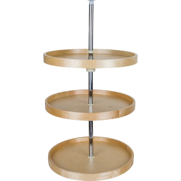 18" Round Three-shelf Banded Wood Lazy Susan Set