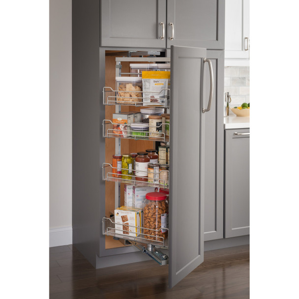 15" Wide 86" Tall Chrome Wire Soft-close Pantry Swingout