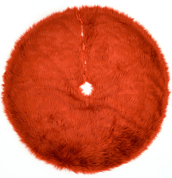 Momeni Furry Tree Skirt FTS-1 Red Machine Made - 5' X 5' Round Round Area Rug