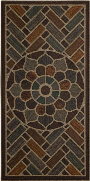 Ornamental Entry Mat Chestnut Machine Made Polyester Area Rug - 2' X 4' Rectangle - B1043 18464