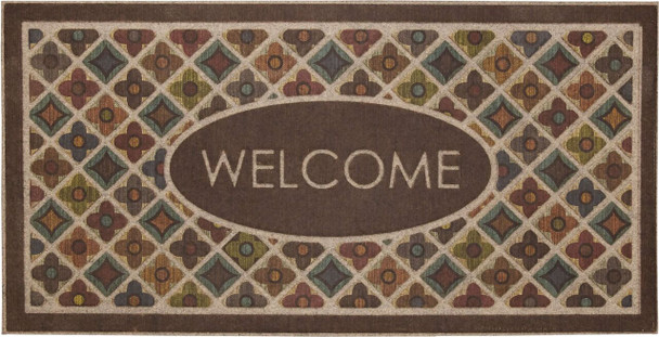 Ornamental Entry Mat Chestnut Machine Made Polyester Area Rug - 2' X 4' Rectangle - B1044 18460