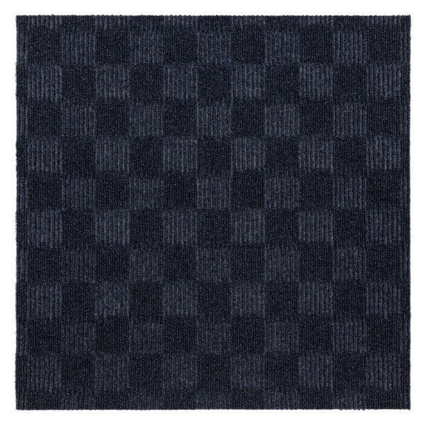 Needlepunch Carpet Tile Newport Blue Machine Made Polyester Area Rug - 24"x24" 15pc Bx Square