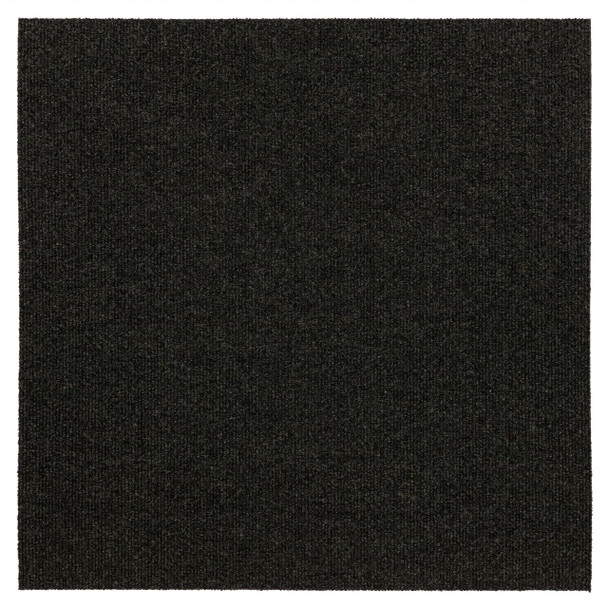 Needlepunch Carpet Tile Black Shadow Machine Made Polyester Area Rug - 24"x24" 15pc Bx Square - EBCT3 1015