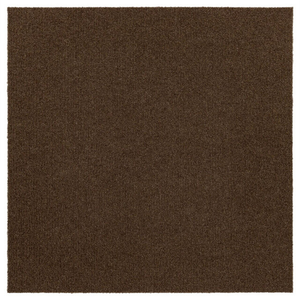 Needlepunch Carpet Tile Café Brown Machine Made Polyester Area Rug - 24"x24" 15pc Bx Square - EBCT3 670