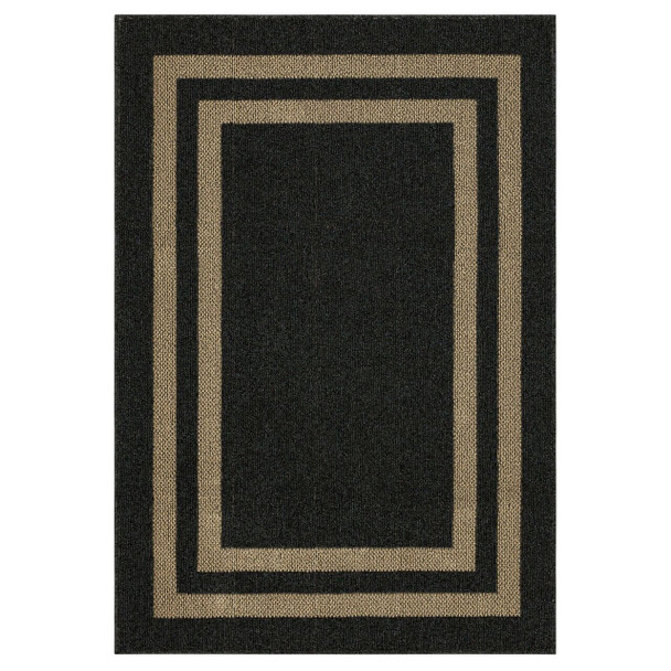 Tufted Basics Near Black/tan Machine Tufted Polyester Area Rugs - EV466