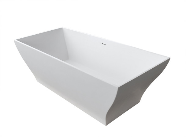 ANZZI Kayenge 5.9 Ft. Solid Surface Center Drain Freestanding Bathtub In Matte White - FT-AZ8419