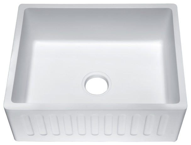 ANZZI Petima Farmhouse Reversible Apron Front Solid Surface 24 In. Single Basin Kitchen Sink In White - K-AZ8321
