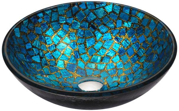 ANZZI Chipasi Series Vessel Sink In Blue/gold Mosaic - LS-AZ8210