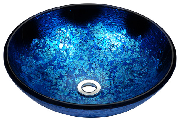 ANZZI Tara Series Deco-glass Vessel Sink In Blue Blaze - S263