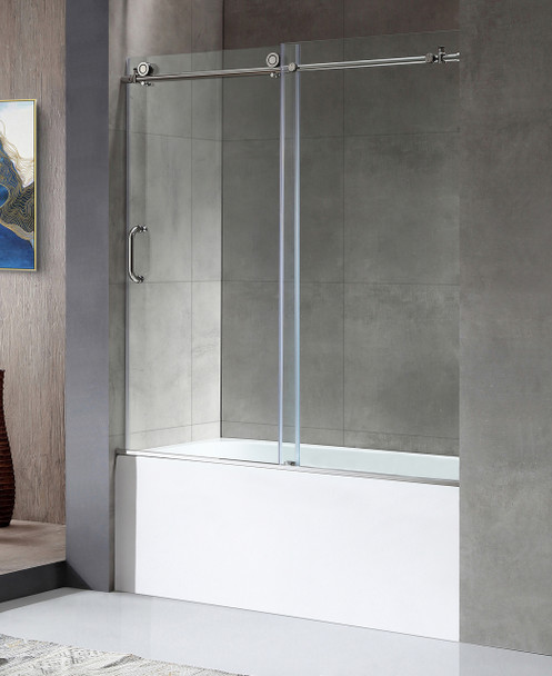 ANZZI Raymore Series 60 In. X 62 In. Frameless Sliding Tub Door In Polished Chrome - SD-AZ8080-01CH