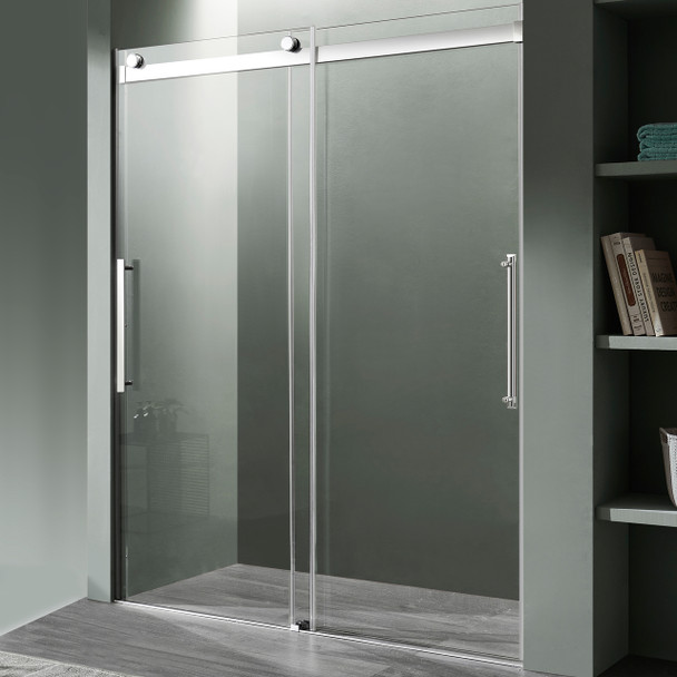 ANZZI Stellar Series 60 In. X 76 In. Frameless Sliding Shower Door With Handle In Chrome - SD-FRLS05902CH