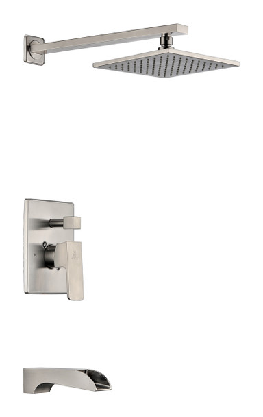 ANZZI Mezzo Series Single Handle Wall Mounted Showerhead And Bath Faucet Set In Brushed Nickel - SH-AZ038