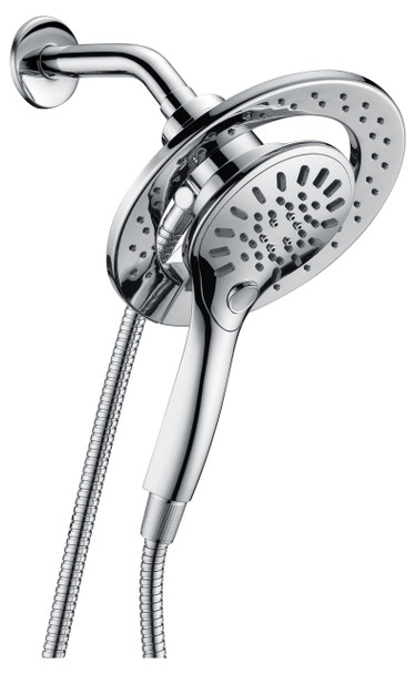 ANZZI Valkrie Two-in-one 3-spray 7.48 In. Dual Wall Mount Fixed And Handheld Shower Head In Polished Chrome And Magna-diverter - SH-AZ067CH