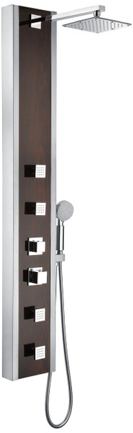 ANZZI Monsoon 57 In. 4-jetted Full Body Shower Panel With Heavy Rain Shower And Spray Wand In Mahogany Style Deco-glass - SP-AZ012