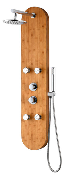 ANZZI Mansion 52 In. Full Body Shower Panel With Heavy Rain Shower And Spray Wand In Natural Bamboo - SP-AZ8102