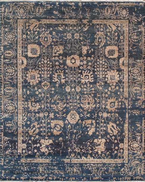 Pasargad Home VASE-1946 Transitional Blue Area Rug - 8' 0" X  9'10" Rectangular
