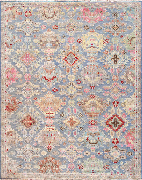 Pasargad Home HALO-21 Oushak Blue Area Rug - 9' 2" X 11' 7" Rectangular