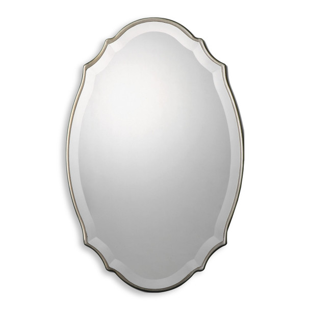 StudioLX Shaped Beveled Mirror Accented With A Rounded Edged Frame