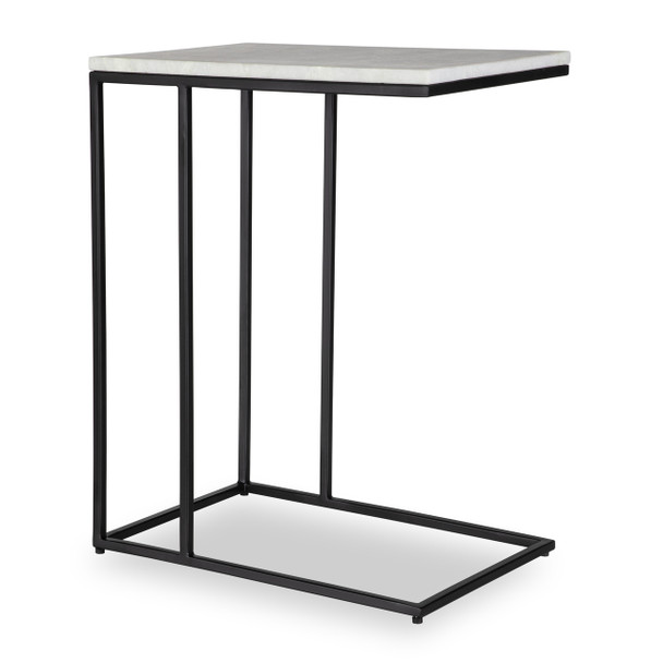 StudioLX Accent Furniture Black Metal Frame With White Morwad Honed Marble Top