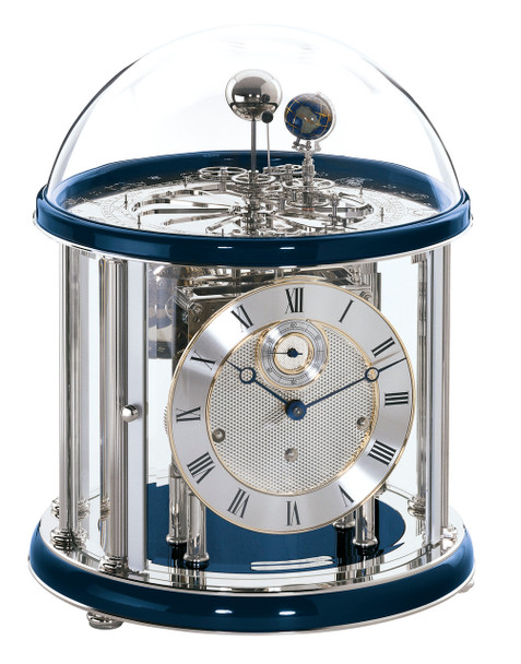 Hermle Tellurium Mantel Clock - Blue Nickel