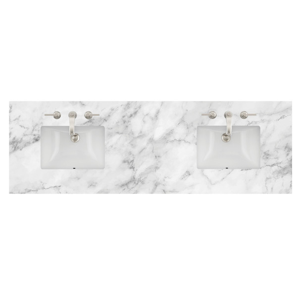 72" Double 3 CM Top, Carrara White w/ Sink