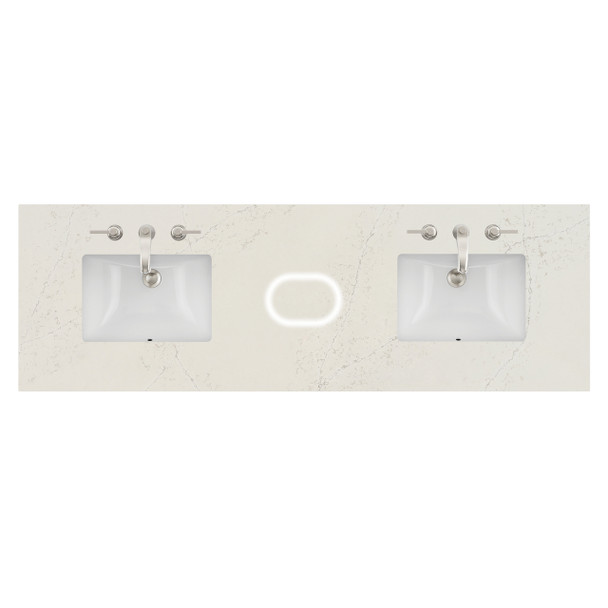 72" Double Top, 3CM Siberian Silestone w/ Sink & FreePower Wireless Charger