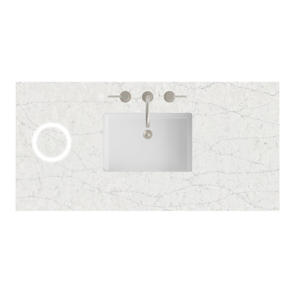 48" Single Top, 3 CM Eternal Jasmine Pearl Silestone w/ Sink & FreePower Wireless Charger