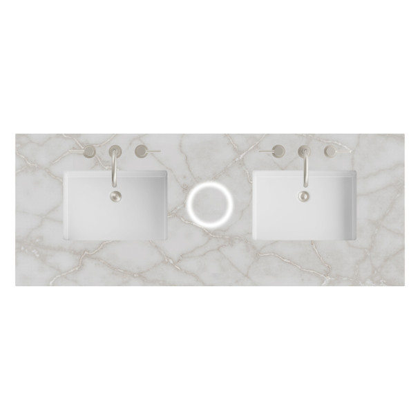 60" Double Top, 3 CM Victorian Silver Silestone w/ Sink & FreePower Wireless Charger
