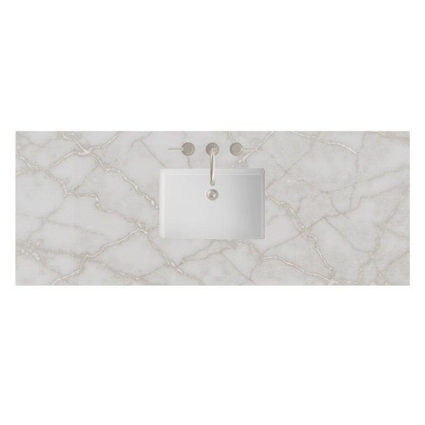 60" Single Top, 3 CM Victorian Silver Silestone w/ Sink