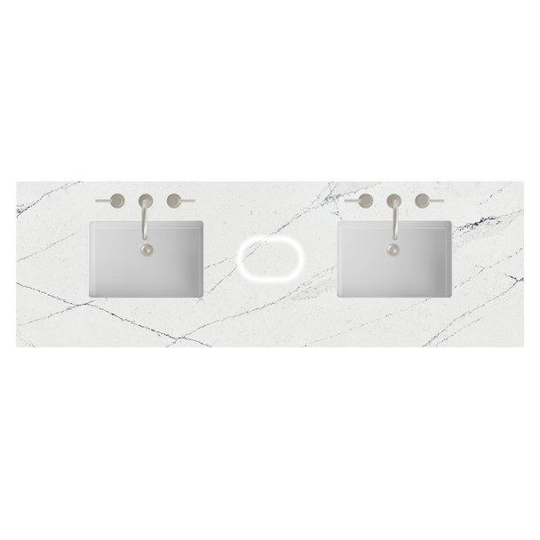72" Double Top, 3 CM Ethereal Noctis Silestone w/ Sink & FreePower Wireless Charger