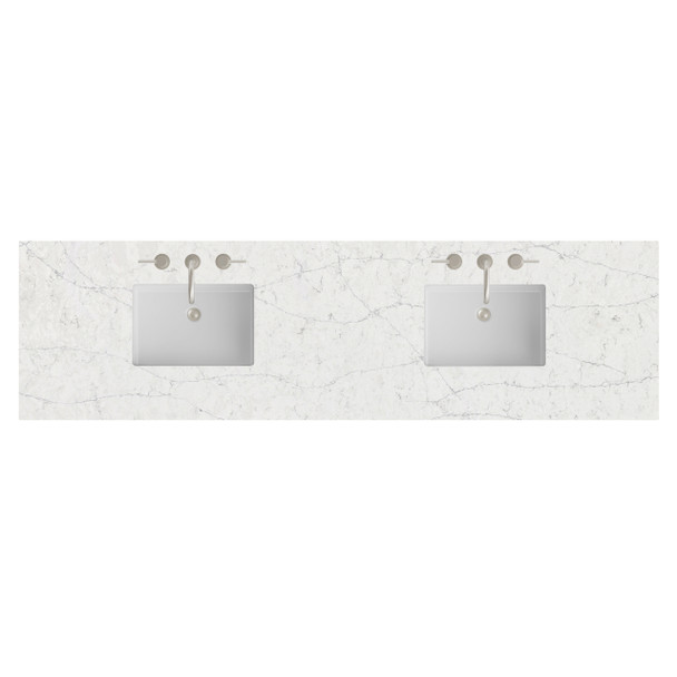 84" Double Top, 3CM Eternal Jasmine Pearl Silestone w/ Sink