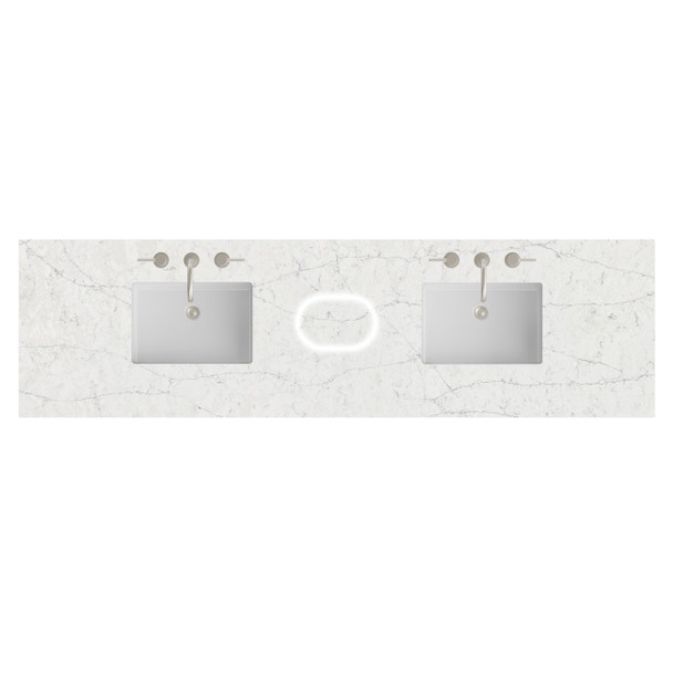84" Double Top, 3CM Eternal Jasmine Pearl Silestone w/ Sink & FreePower Wireless Charger