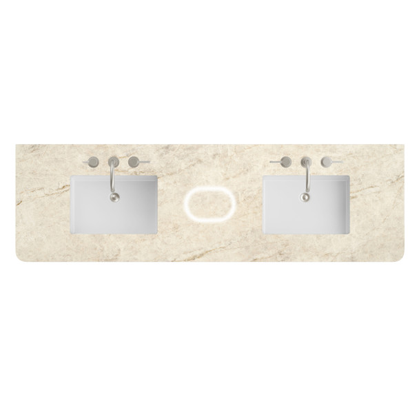 72" Double Radius Cut Top, Widespread 3CM Tajnar Eclos w/ Sink & FreePower Wireless Charger