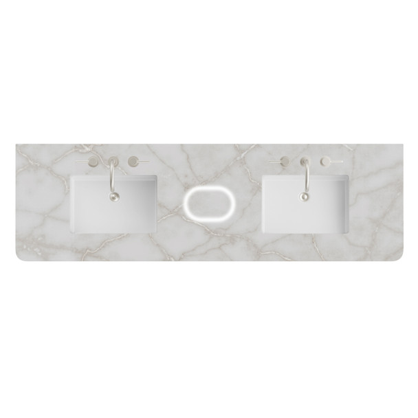 72" Single Radius Cut Top, 3 CM Victorian Silver Silestone w/ Sink & FreePower Wireless Charger