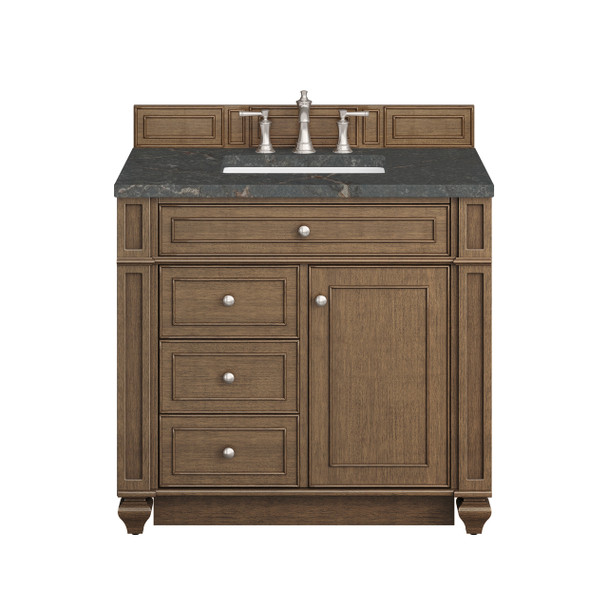Bristol 36" Single Vanity, Saddle Brown w/ 3 CM Parisien Bleu Silestone Top