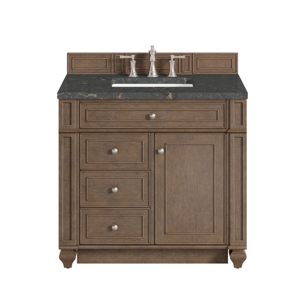 Bristol 36" Single Vanity, Whitewashed Walnut w/ 3 CM Parisien Bleu Silestone Top