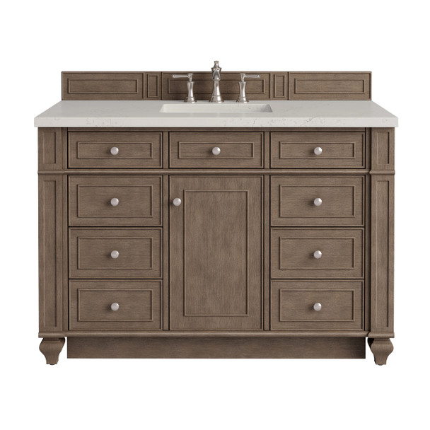 Bristol 48" Single Vanity, Whitewashed Walnut, w/ 3 CM Siberian Silestone Top w/FreePower Wireless Charger