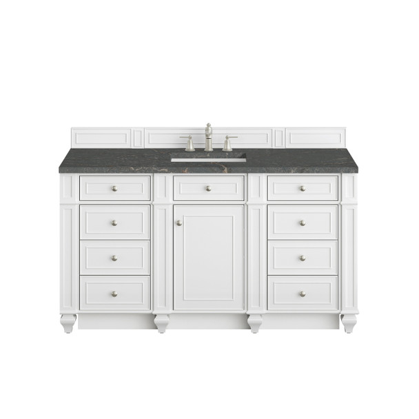 Bristol 60" Single Vanity, Bright White w/ 3 CM Parisien Bleu Silestone Top
