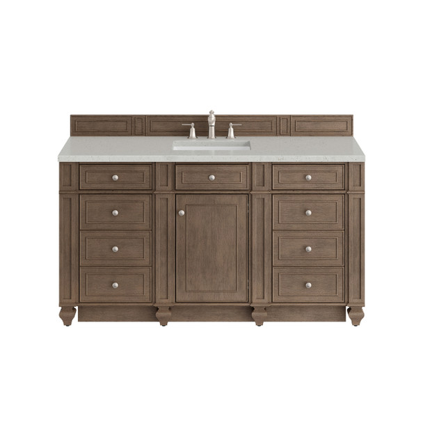 Bristol 60" Single Vanity, Whitewashed Walnut w/ 3 CM Lime Delight Silestone Top