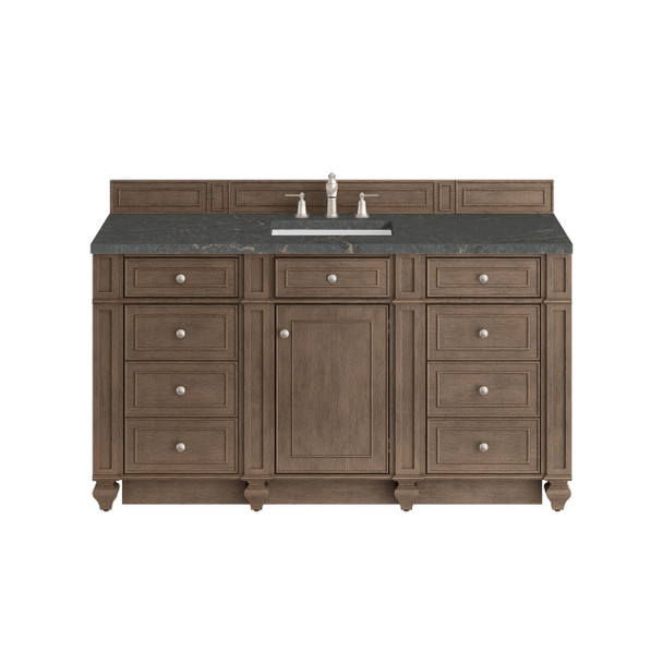 Bristol 60" Single Vanity, Whitewashed Walnut w/ 3 CM Parisien Bleu Silestone Top