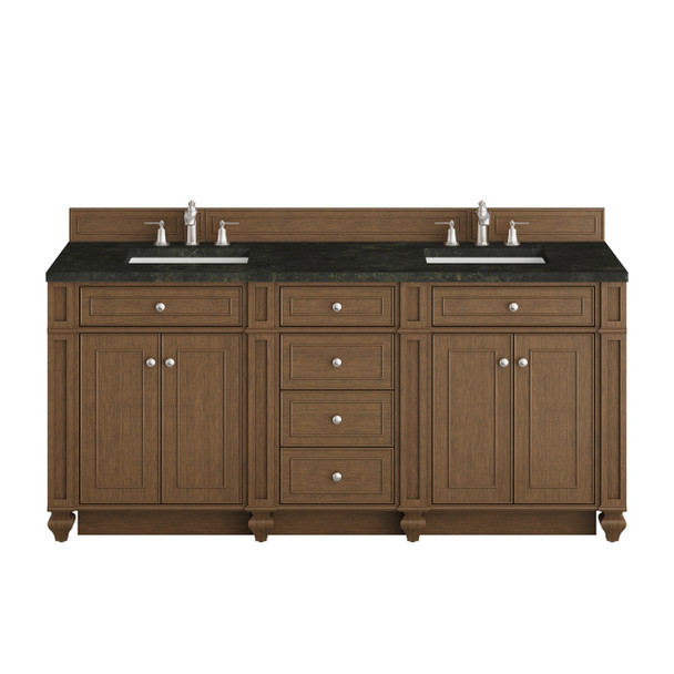 Bristol 72" Double Vanity, Saddle Brown, w/ 3 CM Phantome Eclos Top