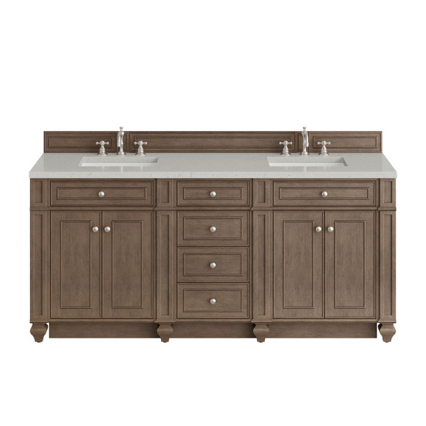 Bristol 72" Double Vanity, Whitewashed Walnut w/ 3 CM Lime Delight Silestone Top